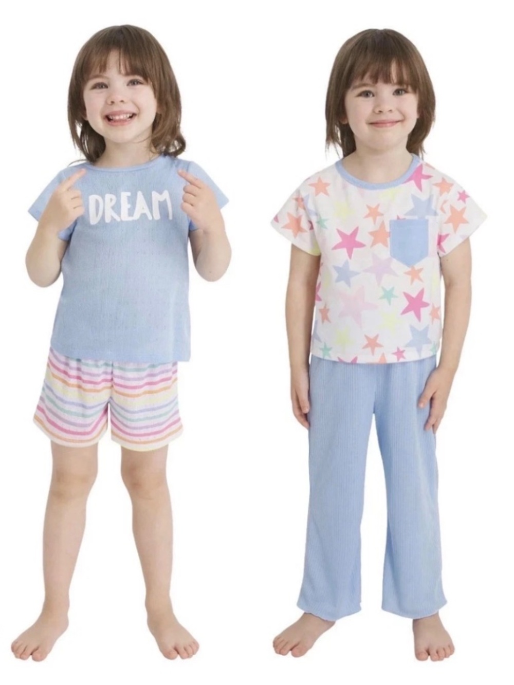Lands' End Toddler Girls 4-Piece Pajama Sleep Set Dream Star Striped 2T NWT⁠